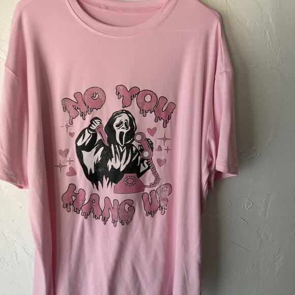 No You Hang Up Shirt Extra Large Pink Horror Movie Scream Halloween Shirt - Picture 2 of 6